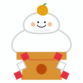 かわいいお正月の鏡餅キャラクター 餅,伝統,表情,鏡餅,お正月,正月,新年,年始,1月,冬のイラスト素材