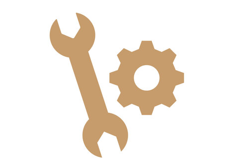 メンテナンスのマーク（修理のアイコン） メンテナンス,アイコン,修理,スパナ,ギア,マーク,整備,シルエット,工具,ピクトグラムのイラスト素材