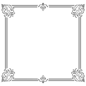 アンティークな正方形フレーム　手描き フレーム,正方形,スクエア,飾り枠,シンプル,アンティーク,ビンテージ,エレガント,豪華,綺麗のイラスト素材