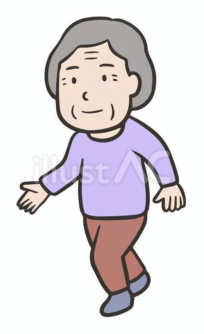 歩く高齢者の女性