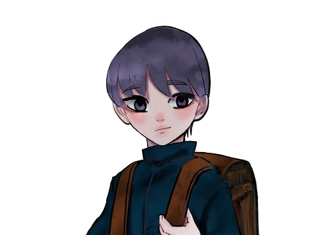 制服少年と茶色ランドセル 制服少年と茶色ランドセル 少年,手描き,水彩風のイラスト素材
