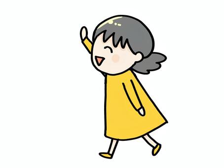 女の子0009_挨拶 挨拶,出会い,偶然,嬉しい,女の子,シンプル,キャラクター,かわいい,暖色,黄色のイラスト素材