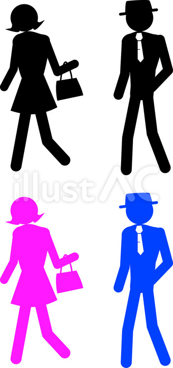 男女　男　女　シルエット　帽子 男女,男,女のイラスト素材
