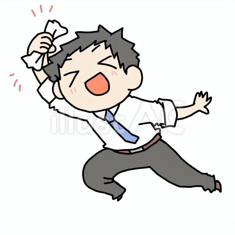 笑顔でつかむ男性 男性,笑顔,布のイラスト素材
