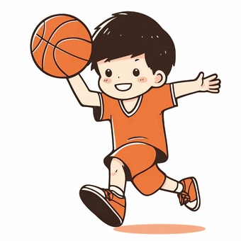 Illustration, male, dribble, basket, 