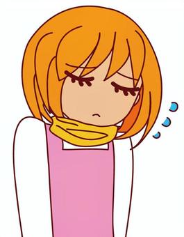 反省する新妻 反省する新妻 反省,汗,後悔のイラスト素材