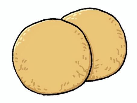 バタークッキーのイラスト バター,クッキー,ビスケット,サブレ,お菓子,スイーツ,焼き菓子,プレーン,2枚,丸いのイラスト素材