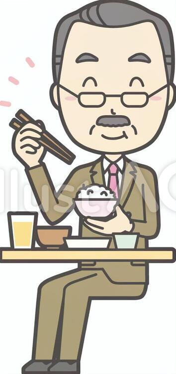  中年男性ヒゲ-031-全身 社長,人物,食べるのイラスト素材