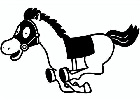 競馬2-1c 競馬,競走馬,馬,覆面,かわいい,シンプル,モノクロ,白黒,シルエットのイラスト素材