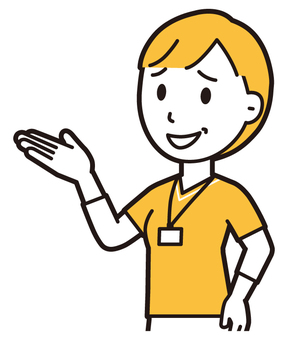  訪問看護師女性(黄)-419-バスト あざ笑う,訪問看護師,看護師,女性,医療,病院,介護,ナース,在宅看護,クリニックのイラスト素材