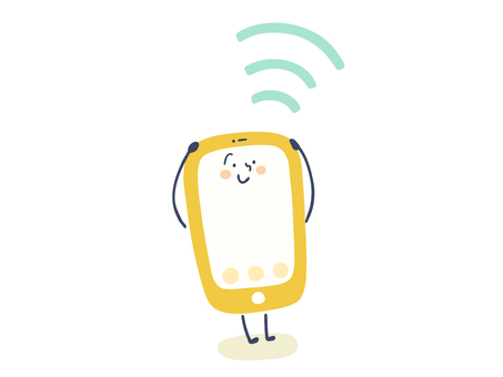 スマホさん（通信） スマホ,デジタル,通信,電波,無線,携帯,回線,電子機器,デバイス,挿し絵のイラスト素材