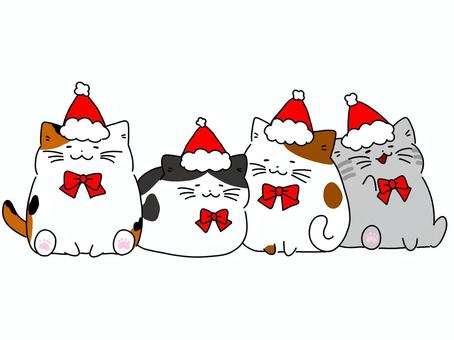 サンタ帽子を被った猫 猫,動物,手書き,かわいい,ゆるい,帽子,クリスマス,冬のイラスト素材