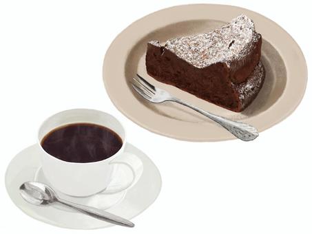 Gateau chocolate (coffee set), JPG and PNG Gateau chocolate (coffee set), gateau chocolat, coffee, coffee set, JPG and PNG