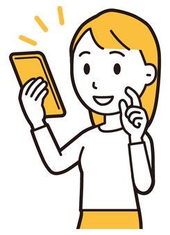 スマホを操作している若い女性 タップ,女性,女の子,人,ロングヘア,若い,スマホ,操作,笑う,にこにこのイラスト素材