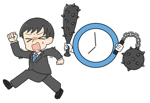 時間に追われるサラリーマン 忙しい,忙殺,サラリーマン,社会人,会社員,時間,逃げる,逃亡,逃走,スケジュールのイラスト素材