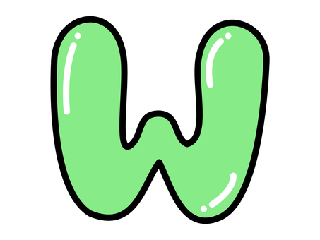 バルーン風船文字 アルファベット（W） アルファベット,英語,文字,バルーン,風船,丸文字,かわいい,ぷくぷく,ポップ,元気のイラスト素材