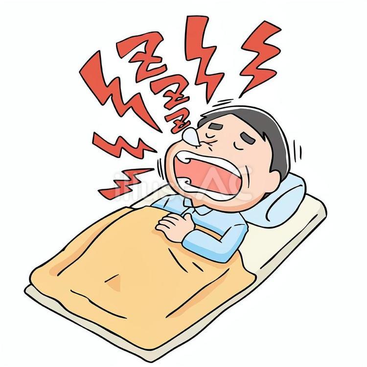 いびきをかいて眠る男性 いびき,睡眠,男性のイラスト素材