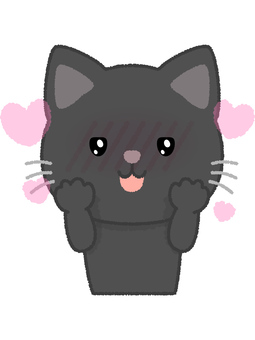 黒猫ハート 黒猫,ハート,好き,赤面,うっとり,恍惚,惚れる,一目惚れ,ネコ,キャットのイラスト素材