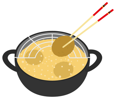 揚げ物 揚げ物,コロッケ,揚げる,天ぷら鍋,調理,鍋,油,パン粉,サラダ油,菜箸のイラスト素材