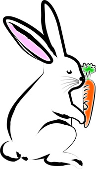 Rabbit zodiac with sideways carrots, , JPG, PNG and AI