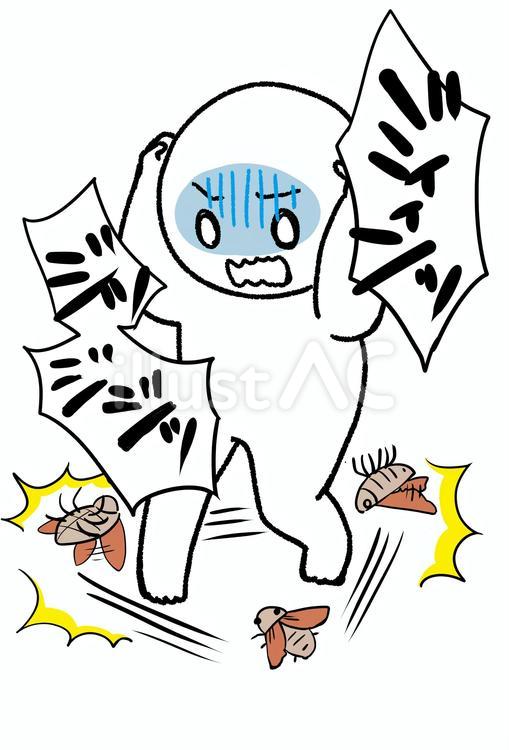 セミファイナルにおびえる人(文字あり) セミ,昆虫,セミファイナルのイラスト素材