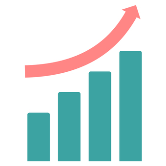 右上がりの棒グラフと上昇する矢印 右上がりの棒グラフと上昇する矢印 グラフ,棒グラフ,矢印,上昇,向上,右肩上がり,業績up,増加,好調,ピンクのイラスト素材
