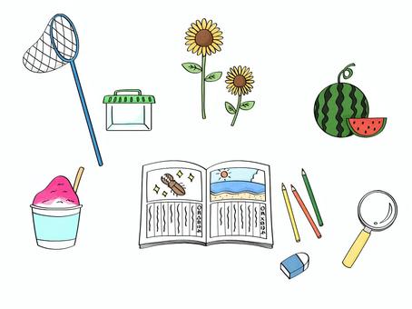 夏休みの宿題　絵日記① 夏,夏休み,自由研究,宿題,観察,発見,研究,探求,昆虫採集,虫のイラスト素材
