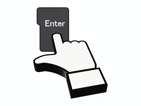 Enterキーを押す enterキー,エンターキー,確定,決定,指,押下,パソコン,キーボード,ボタン,操作のイラスト素材
