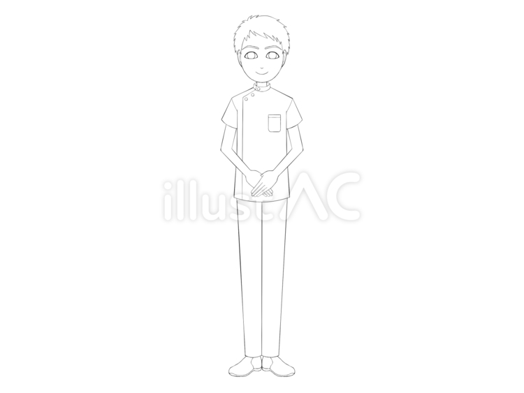 男性看護師(線画) 看護師,医療系,男性のイラスト素材