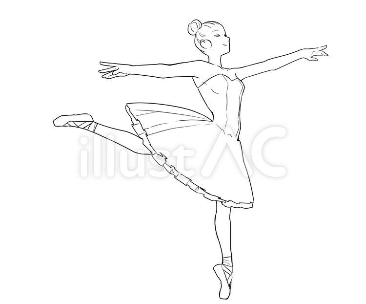 バレリーナ 線画 イラスト No 無料イラストなら イラストac