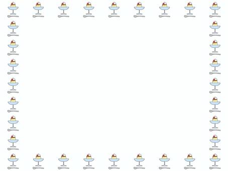 プリンのフレ−ム プリン,フレ−ム,ポストカード,飾り枠,あしらい,背景なし,メッセージカード,シンプルのイラスト素材