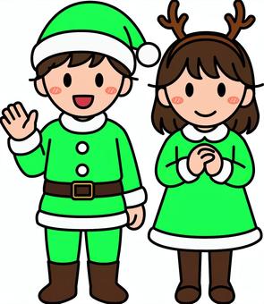 緑のサンタコスの子供たちです。