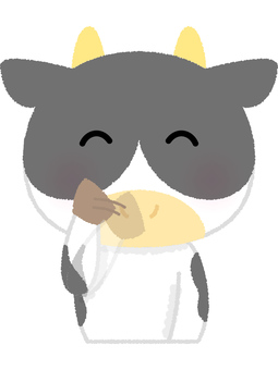 ウシ否定 ウシ,否定,拒否,笑顔,謙遜,ホルスタイン,乳牛,白黒,動物のイラスト素材
