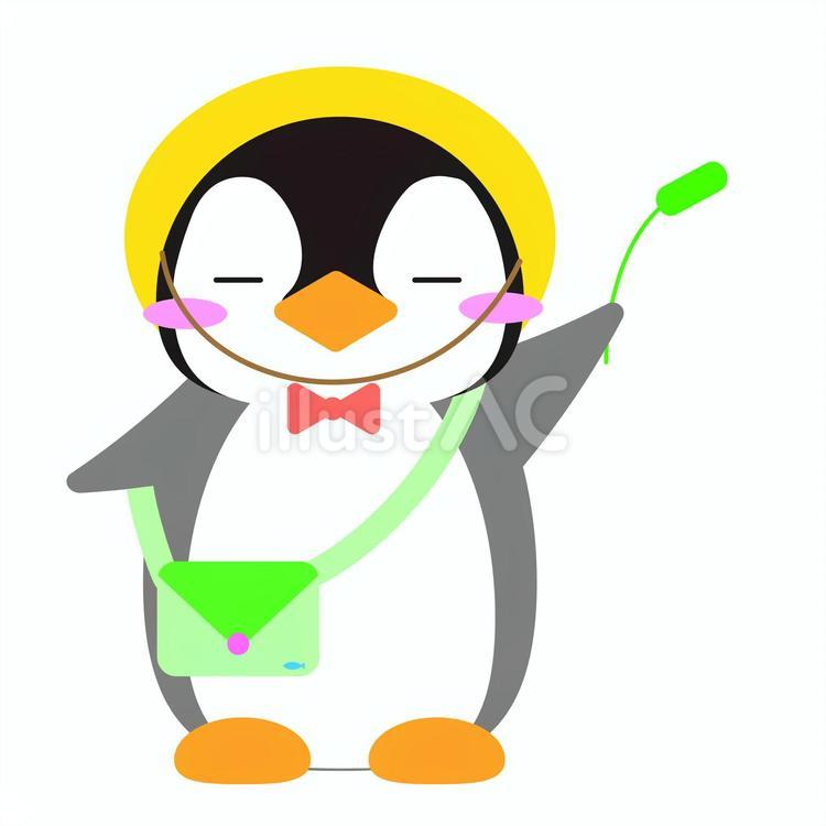 猫じゃらしを持つペンギン ペンギン,かわいい,子ペンギンのイラスト素材