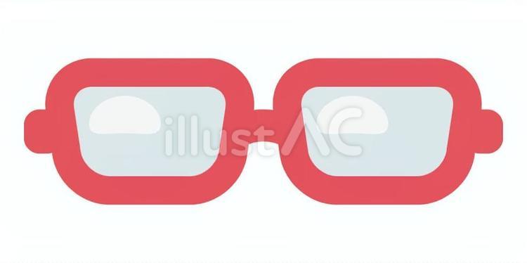 メガネ(赤ふち/スクエア型) メガネ,赤縁,スクエアのイラスト素材