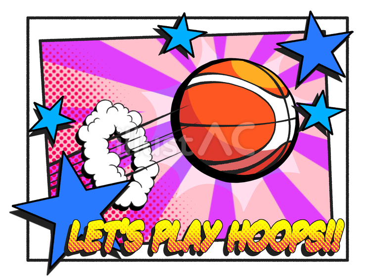 LETS PLAY HOOPS!!紫 バスケ,バスケットボール,背景のイラスト素材