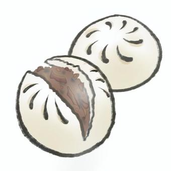 Illustration, meat bun, food, white, 