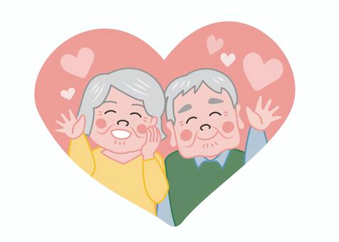 ラブラブな高齢夫婦 シニア,高齢者,高齢夫婦,シニア夫婦,老夫婦,熟年夫婦,夫婦,男女,男性,女性のイラスト素材