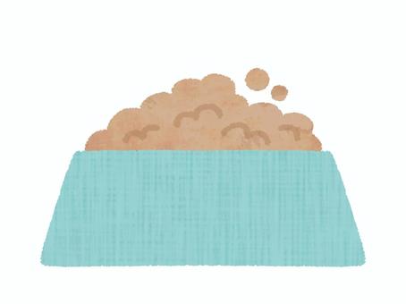 ペットの餌皿（ブルー） ペット,エサ,餌皿,青色,フード,ごはん,食事,手描き,かわいいのイラスト素材