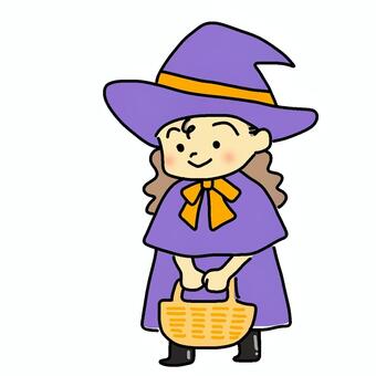 ハロウィン仮装　魔女の女の子 ハロウィン,仮装,魔女,保育園,女の子,幼稚園,お祭り,パーティ,お菓子,カゴのイラスト素材