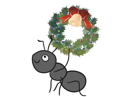 蟻とリース 蟻とリース リース,クリスマス,蟻,虫,挿し絵,かわいい,手書き,ant,シンプル,手描きのイラスト素材