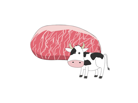 牛肉 牛肉,断面,かわいい,霜降り,beef,cow,ox,牛,肉,うしのイラスト素材