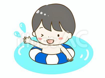 プールで遊ぶ男の子