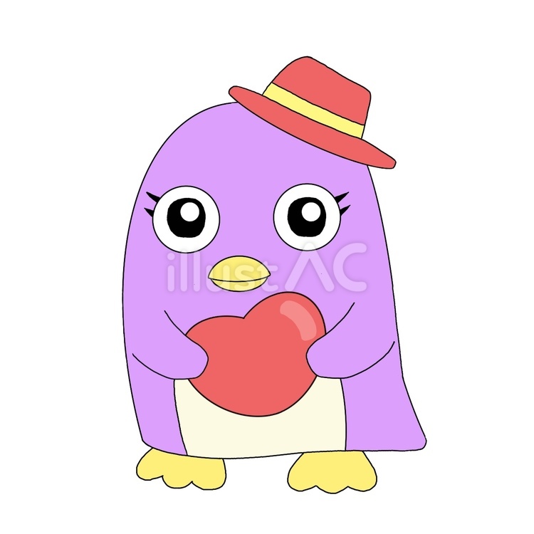 ハートを持つペンギン ペンギン,鳥,動物のイラスト素材