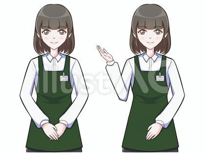 エプロンの女性(緑色)