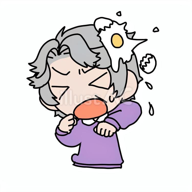 卵をぶつけられるおばあさん おばあさん,卵,ぶつけるのイラスト素材