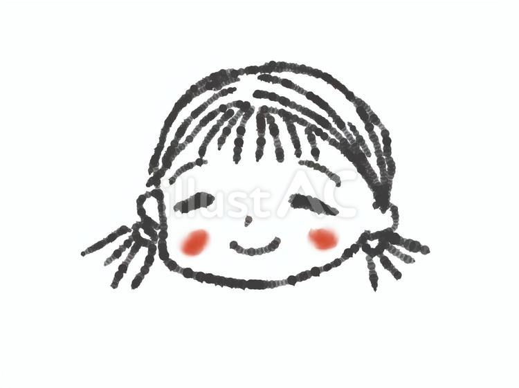 小さな女の子の顔（モノクロ） 顔,人物,女の子のイラスト素材