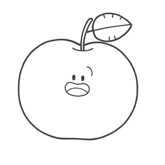 りんごの白黒手描きイラスト2 りんご,かわいい,白黒,モノクロ,フルーツ,手描き,挿絵,単品,果物,食べ物のイラスト素材