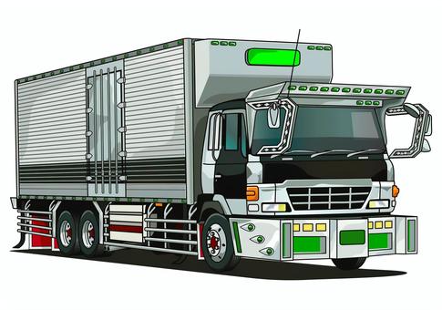 冷凍機付きデコトラ仕様の大型トラック 大型,トラック,冷凍車,レトロ,デコトラ,アートトラック,冷凍機,箱車,保冷車,イラストのイラスト素材