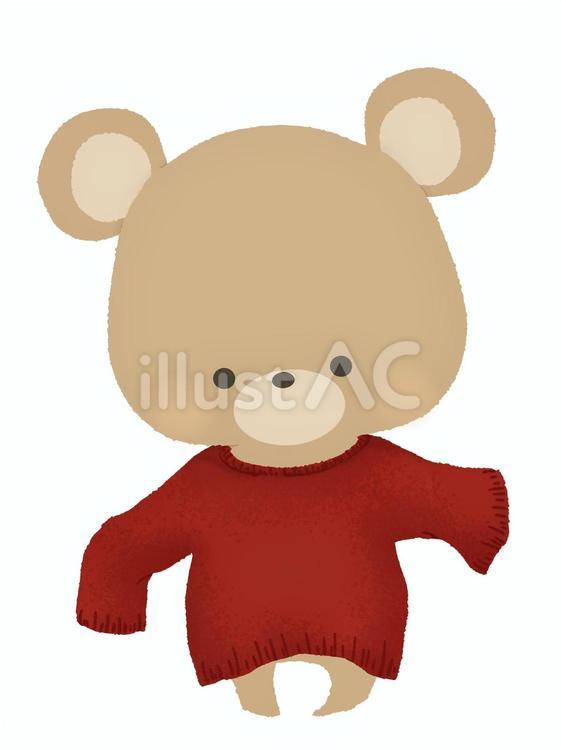 セーターを着たクマのイラスト線なし かわいい,動物,シンプルのイラスト素材